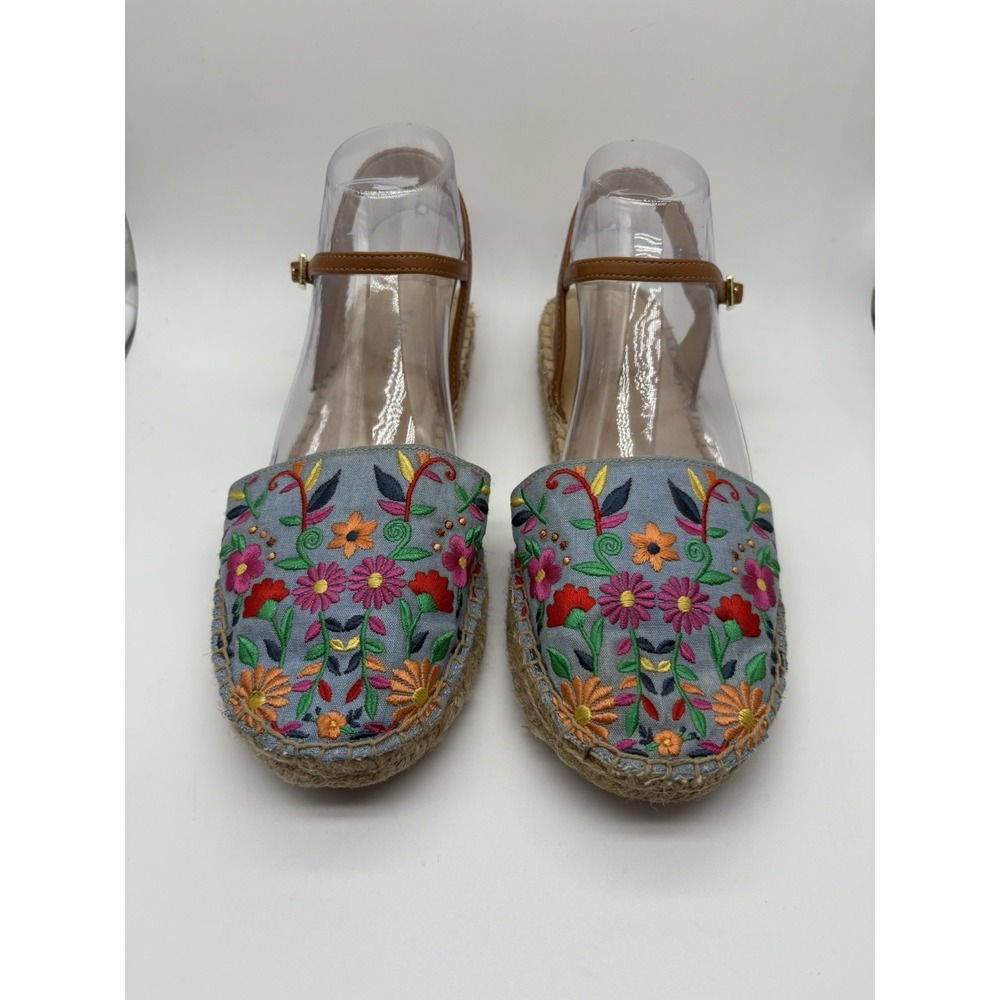Talbots Izzy D'Orsay Embroidered Chambray Espadrille Sandals, 9M